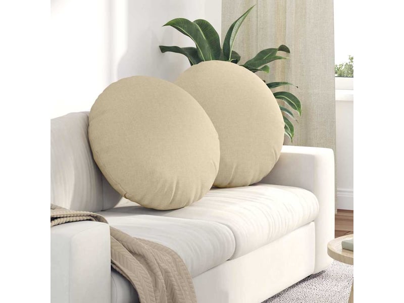  Lot de 2 coussins de siège, coussins décoratifs tissu crème ø60 x 21 cm cf59784  - Conforama B