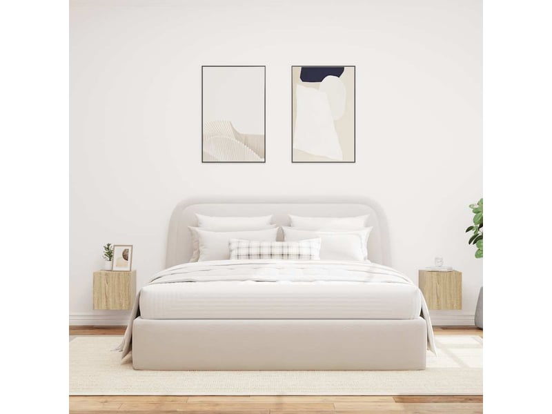  Lot de 2 meuble tv mural avec lumières led chêne sonoma 30,5x35x30 cm  - Conforama D