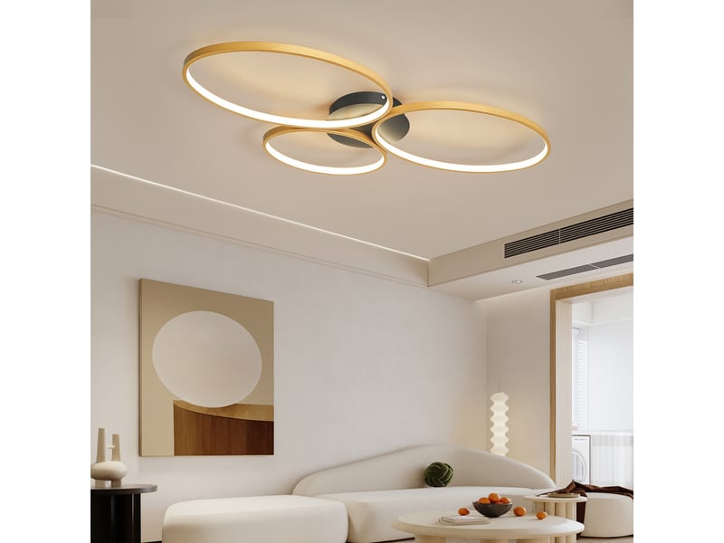  Plafonnier led dimmable pour salon avec télécommande – moderne et rond, 3 couleurs  - Conforama C