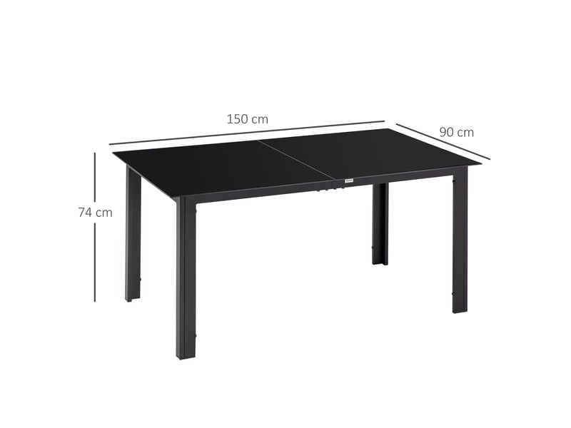  Table de jardin rectangulaire aluminium noir 150x90x74cm  - Conforama E