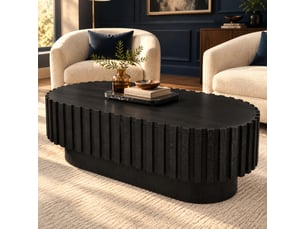 Table basse ovale 100x50x35,5 cm en mdf noir avec tiroir