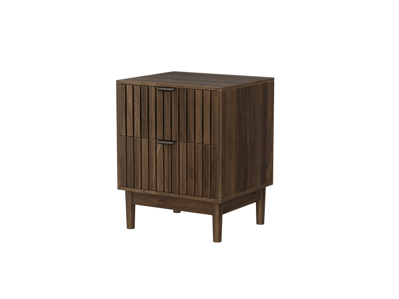  Table de chevet 2 tiroirs 45x39x56,5 cm mdf finition noyer  - Conforama A