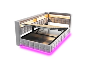 Lit banquette 90x200 cm <strong>SAPGAKS</strong> <strong></strong> coloris gris