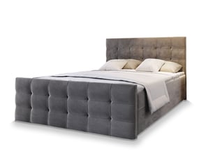 Lit avec rangement 160x200 cm <strong>MASSENO</strong>  <strong></strong> coloris gris
