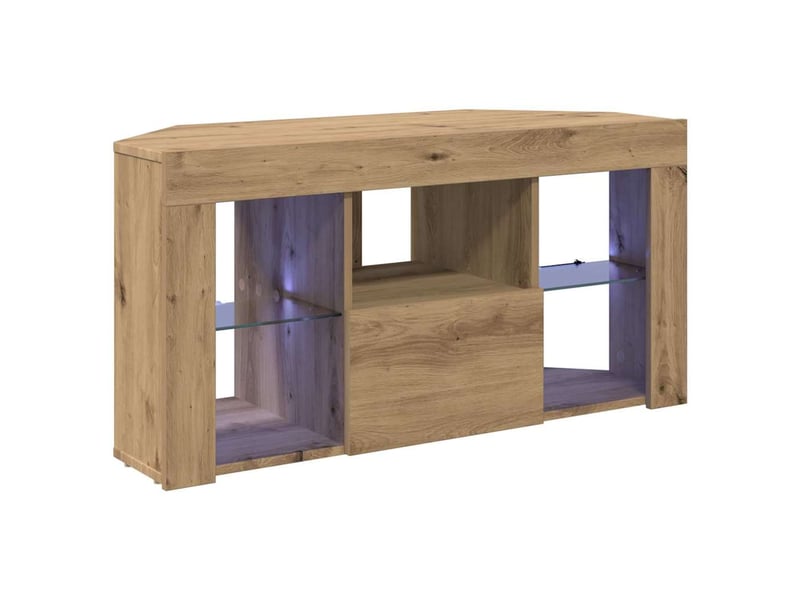 Meuble tv led d'angle 100x40x50 cm chêne artisanal - Conforama A