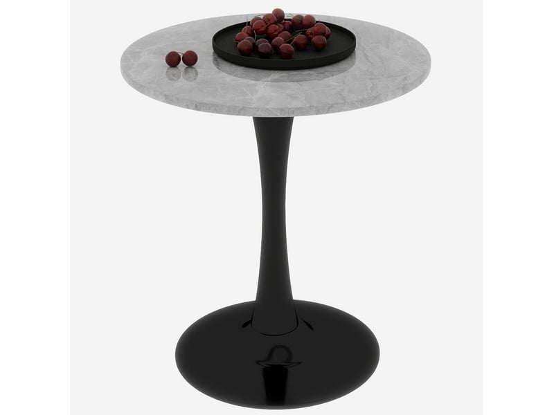  Table basse ronde 70 cm, style minimaliste, noir et gris, avec motif de marbre en mdf  - Conforama A