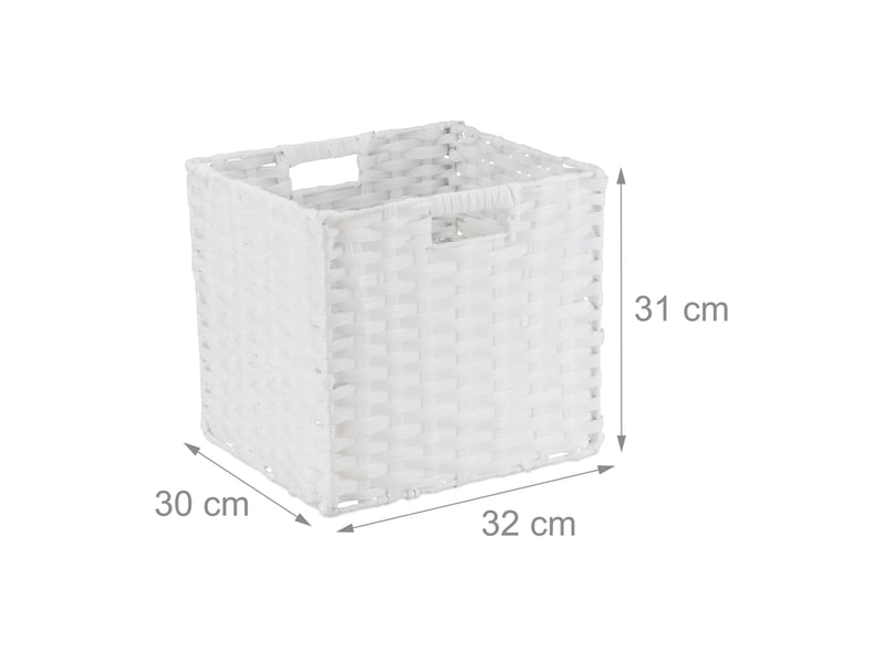  Lot de 4 paniers de rangement carré polyvalents salon salle de bain 31 x 32 x 30 cm en pp beige 13_0016656  - Conforama B