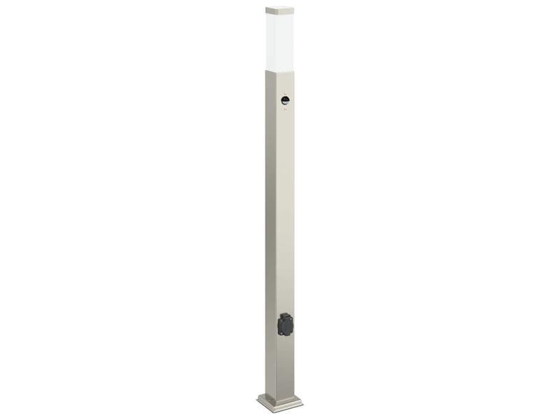 Lot de 3 borne lumineuse avec détecteur et prise 110 cm acier inoxydable ip44 shl81868 - Conforama D