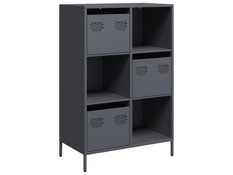  Buffet haut - bahut - meuble de rangement anthracite 68x39x103,5 cm acier  - Conforama A