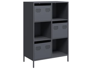 Buffet haut - bahut - meuble de rangement anthracite 68x39x103,5 cm acier