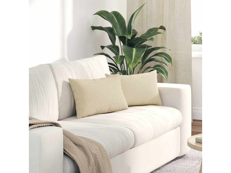  Lot de 2 coussins de canapé, coussins décoratifs tissu crème 50 x 30 cm cf58814  - Conforama B