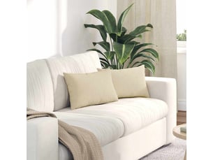 Lot de 2 coussins de canapé, coussins décoratifs tissu crème 50 x 30 cm cf58814