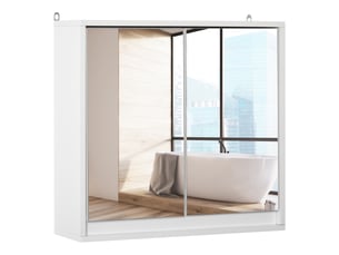 Armoire murale miroir salle de bain 2 étagères dim. 48l x 14l x 45h cm panneaux particules mdf blanc