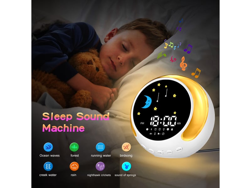  Lampe de réveil pour enfants, enceinte bluetooth, bruit blanc, éclairage tactile, rgb, adaptée aux chambres d'enfants  - Conforama D