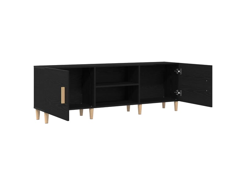  Meuble tv - banc tv - meuble de rangement 150 x 30 x 50 cm chêne noir bois d'ingénierie  - Conforama E