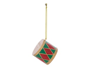 Suspension de sapin tambour en bois rouge et vert 5 cm