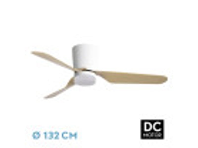  Ventilateur de plafond fabrilamp kochi dc blanchêtre 3 pales 132 cm 6 vitesses led 18 w télécommande 129191368 - Conforama B