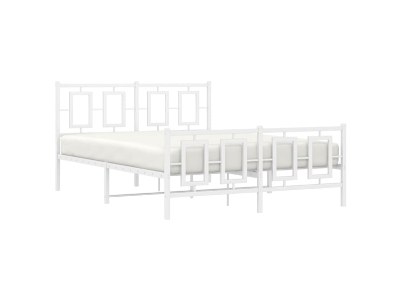 Lit double- lit adulte - cadre de lit métal sans matelas et pied de lit blanc 135x190 cm - Conforama C