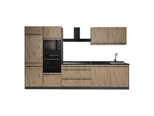 Vicco cuisine, chêne artisananthracite, 340cm plan de travail anthracite