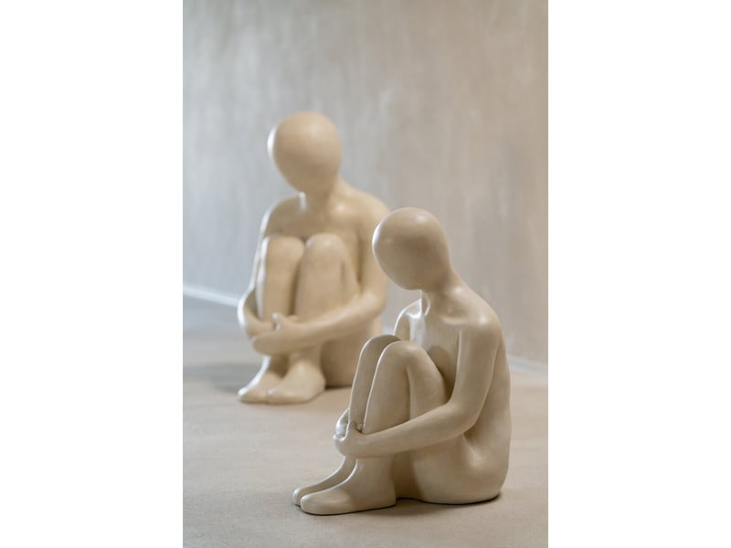  Statuette homme assis emile 56cm blanc cassé  - Conforama C