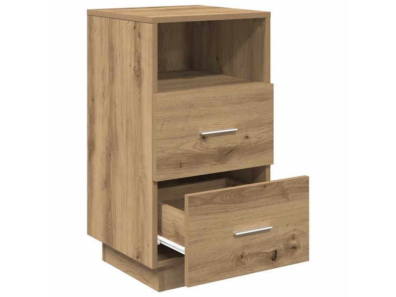 Lot de 2 tables de chevet - cabinet de chevet - table de nuit et 2 tiroirs chêne artisanal 36x36x68 cm - Conforama D