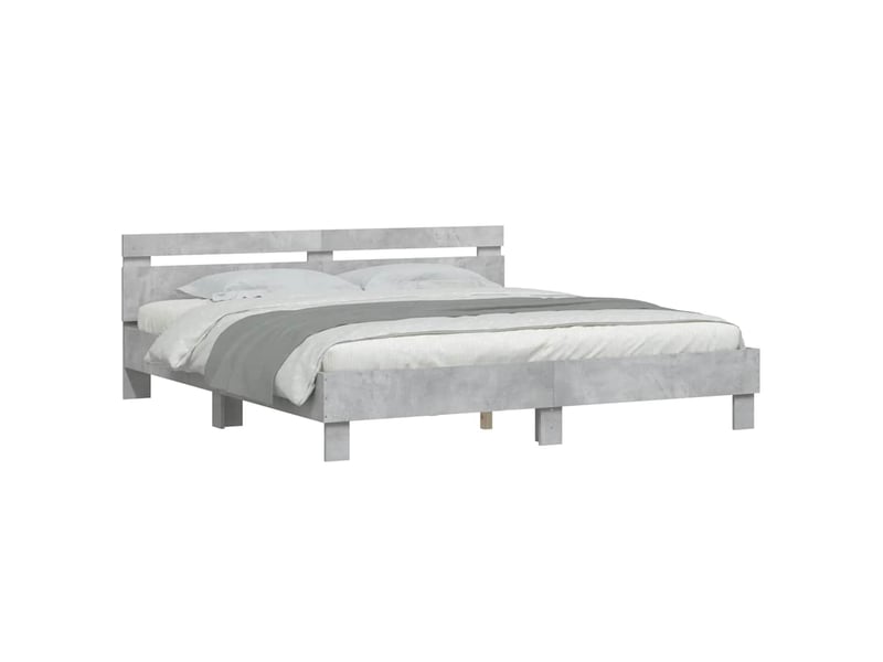  Lit double- lit adulte -  cadre de lit sans matelas gris béton 200x200 cm  - Conforama B