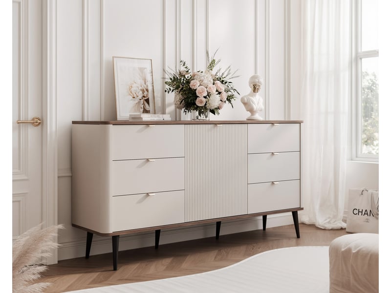 Commode salon navani - commode chambre - 160x40x82 cm - 6 tiroirs et porte - cachemirenoyer NAVANI - Conforama B