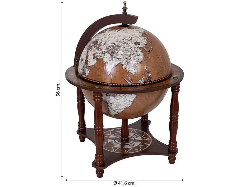  Meuble porte-bouteilles globe terrestre marron l41,6 x 56 h cm  - Conforama C