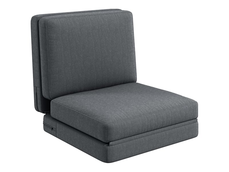  Canapé de sol convertible 3 en 1 gris foncé, fauteuil pliable en tissu aspect velours, pour salon et chambre  - Conforama A