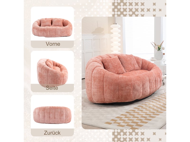  Pouf canapé de sol en tissu chenille rose 150 x 95 x 63 cm W3056P262409 - Conforama D