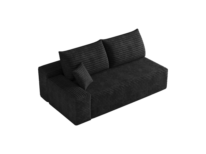 Canapé 2 places noir, module angle gauche 175cm, canapé modulable confortable pour petit salon - Conforama A