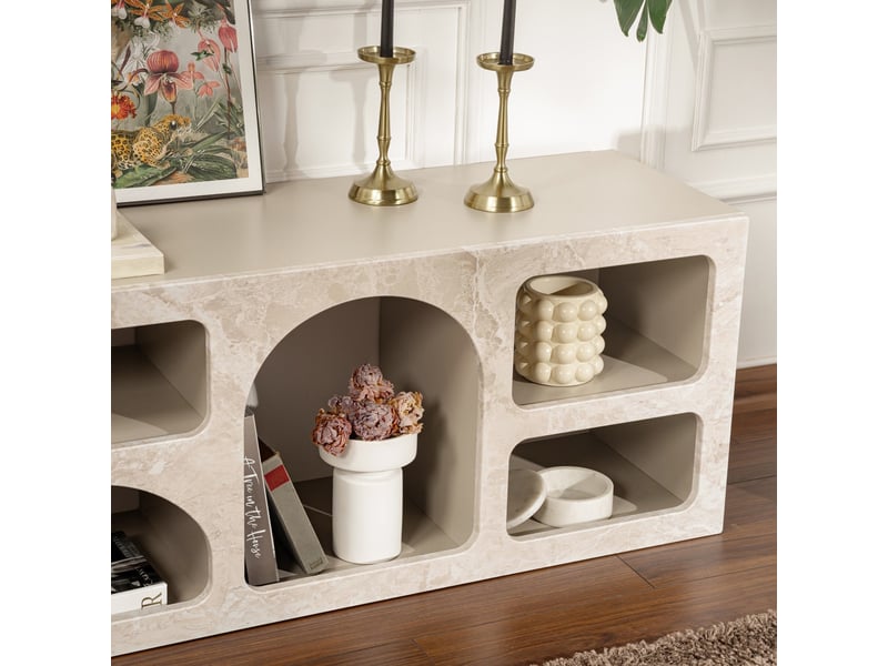  Buffet arsenio, bahut 6 étagères, 160x40x51h cm beige marbré Arsenio - Conforama E