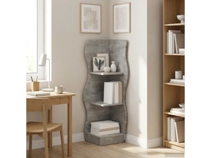 Étagère d'angle, armoire de rangement gris béton 34 x 33 x 102 cm bois d'ingénierie cf41382