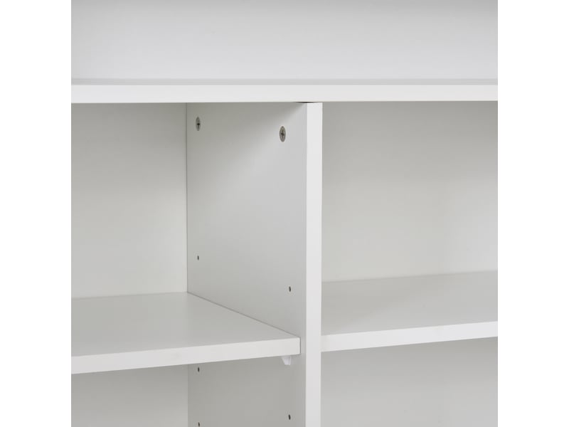  Buffet avec 2 portes et rangement ouvert led pour salon en panneaux de particules 108×40×92 cm blanc  - Conforama D