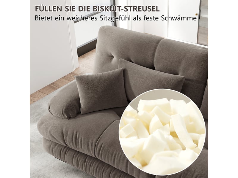  Canapé modulable d'angle en u avec ottoman, canapé salon profond en chenille marron, design moderne pour grand salon  - Conforama R