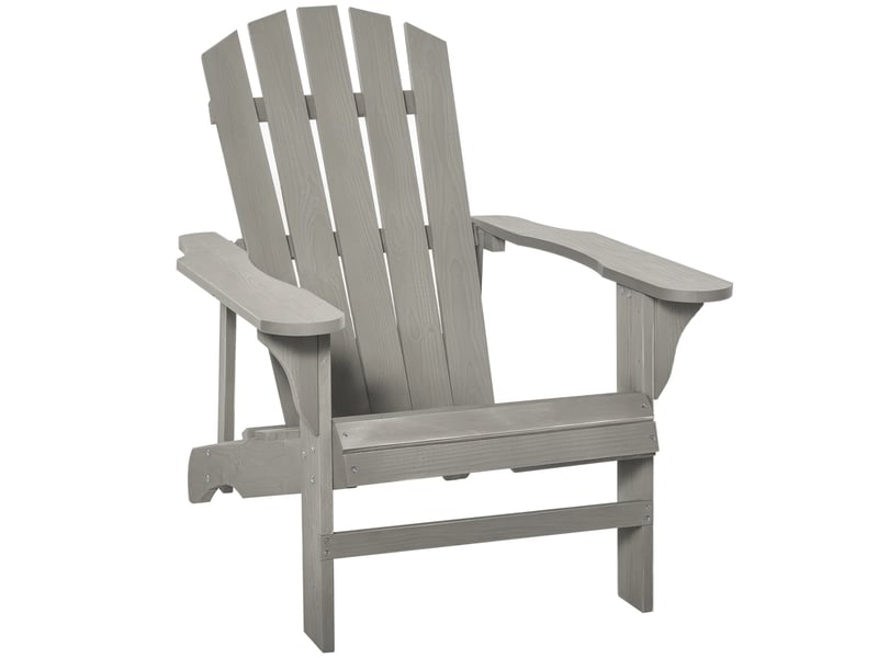 Chaise de jardin adirondack, assise extra large, capacité de charge 150 kg, pour patio, terrasse, balcon, 78 x 89 x 88 cm, gris clair - Conforama A