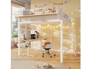 Lit mezzanine 140x200 cm <strong>COVREO </strong> <strong></strong> coloris blanc