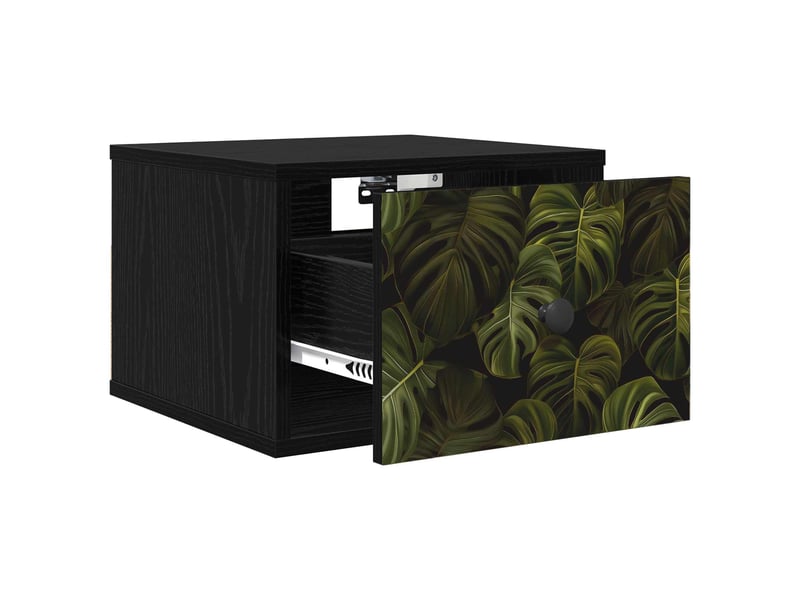  Table de chevet - cabinet de chevet - table de nuit mural elburg chêne noir 36 x 33 x 25 cm  - Conforama B