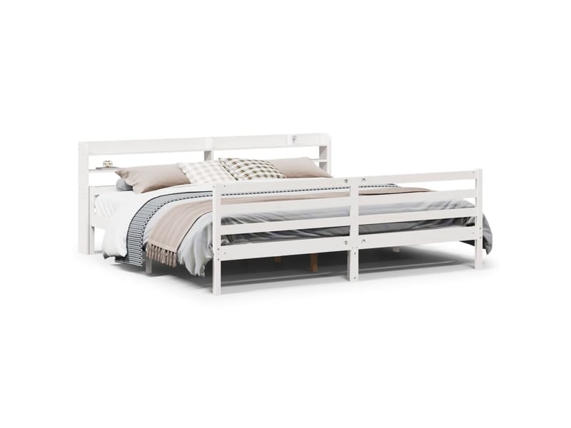  Lit double- lit adulte -  cadre de lit avec tête de lit sans matelas blanc 200x200 cm  - Conforama A
