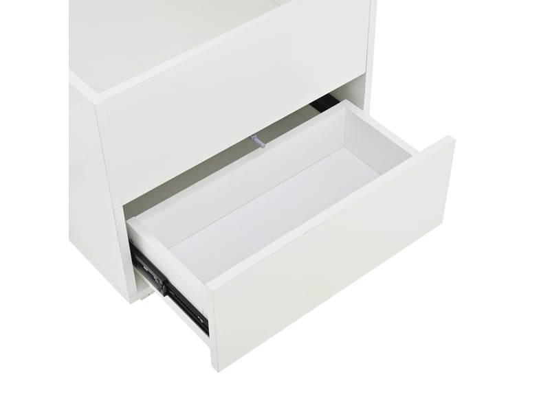  Table basse relevable 100x50x45 cm jusqu'à 59 cm avec led, 2 tiroirs et 2 tabourets, panneau de particules, blanc  - Conforama R