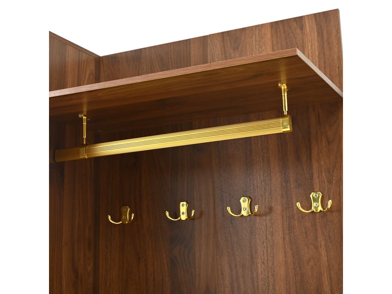  Vestiaire d'entrée avec miroir banc led mdf coloris noyer 110 x 38 x 190 cm WF226048049B - Conforama E