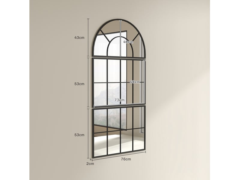  Miroir mural triptyque 76x149 cm – noir – arche décorative en métal pour salon et salle de bain chic  - Conforama C