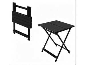 Table de jardin pliante avec pieds en x et patins antidérapants pour camping, aluminium noir, 50,5 × 46,5 × 60 cm