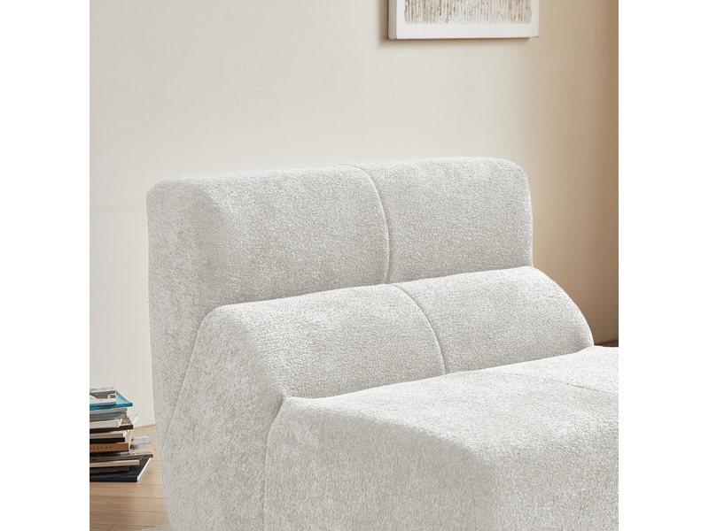 Fauteuil fixe 1 place en velours blanc, canapé compressé sans montage au style moderne pour votre salon - Conforama D