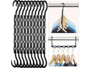 Cintre multifonctionnel en plastique, cintre pliable rotatif, crochet de connexion de rangement, noir
