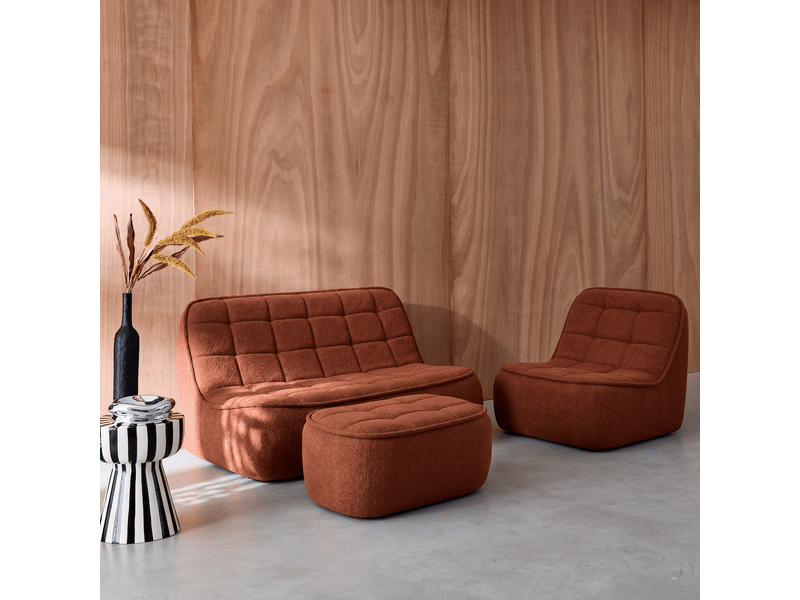 Canapé modulable bouclette texturée 3 places avec repose pied terracotta - boni  - Conforama B