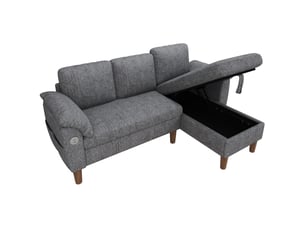 Canapé d'angle réversible fixe MODENVIE 3 places Polyester gris avec coffre de rangement