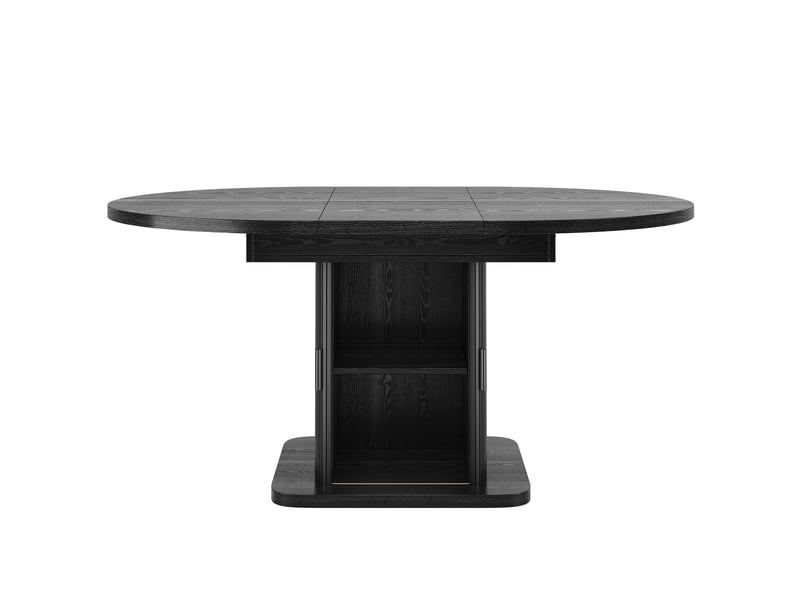  Table à manger 149 cm rangement portes coulissantes plateau amovible table extensible finitions noyer et noir  - Conforama D
