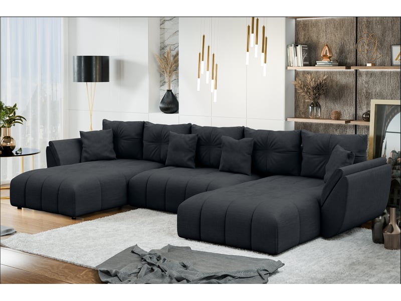  Canapé panoramique en u antalya 382 cm noir convertible Antalya-U - Conforama C