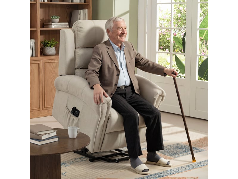 Fauteuil releveur électrique avec fonction massage et chauffage, 87.5x87x108cm, beige  - Conforama D